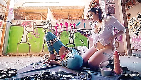 Mature woman with a dildo